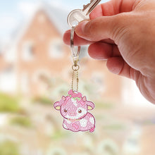 Load image into Gallery viewer, 8Pcs PVC Double Sided Special Shaped Cartoon Calf Diamond Painting Art Keychain
