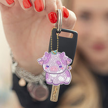 Load image into Gallery viewer, 8Pcs PVC Double Sided Special Shaped Cartoon Calf Diamond Painting Art Keychain
