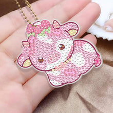 Load image into Gallery viewer, 8Pcs PVC Double Sided Special Shaped Cartoon Calf Diamond Painting Art Keychain
