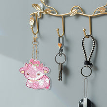 Load image into Gallery viewer, 8Pcs PVC Double Sided Special Shaped Cartoon Calf Diamond Painting Art Keychain
