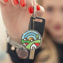 Load image into Gallery viewer, 8Pcs PVC Double Sided Special Shaped Geometric Landscape Diamond Art Keychain
