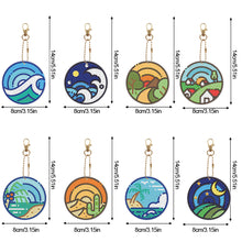 Load image into Gallery viewer, 8Pcs PVC Double Sided Special Shaped Geometric Landscape Diamond Art Keychain
