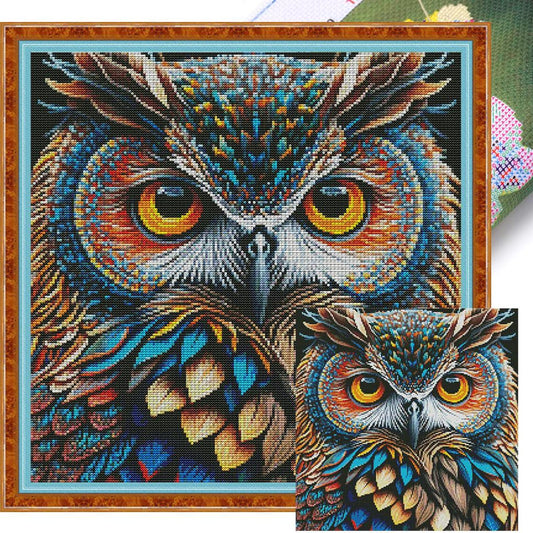 Owl - Full 14CT Stamped Cross Stitch 41x41CM - Joy Sunday