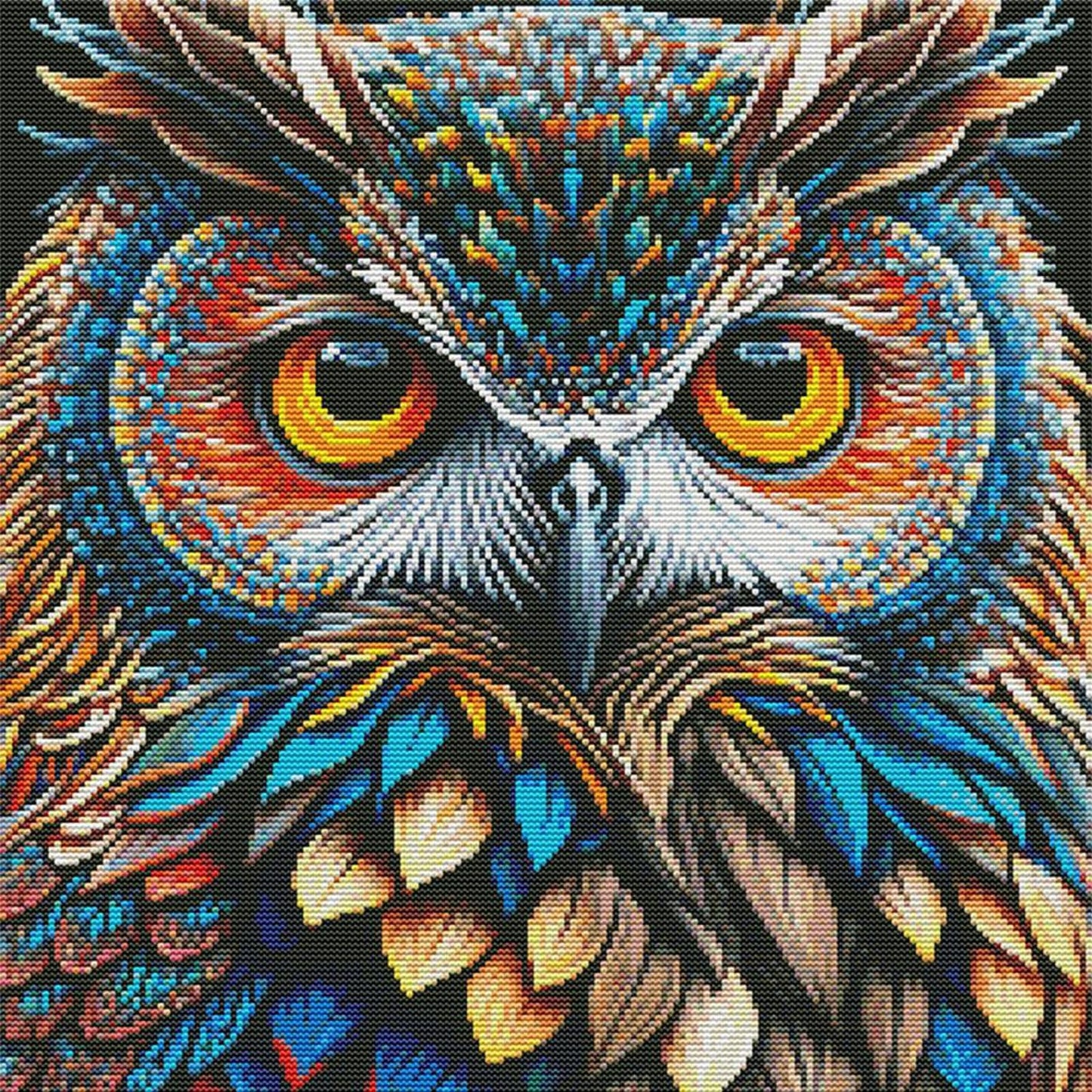 Owl - Full 14CT Stamped Cross Stitch 41x41CM - Joy Sunday