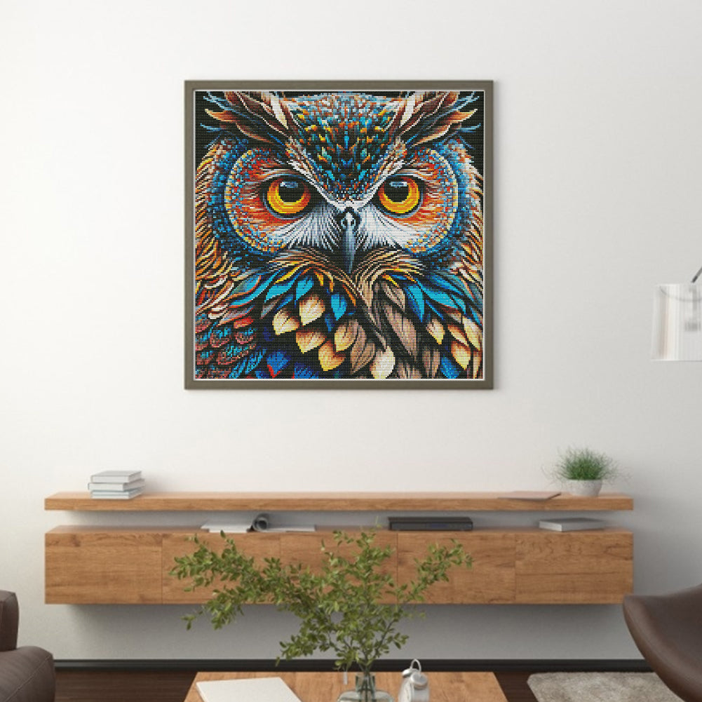 Owl - Full 14CT Stamped Cross Stitch 41x41CM - Joy Sunday