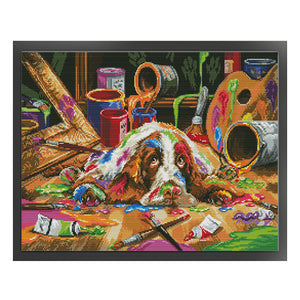 Joy Sunday - The Drawing Dog - 53*41CM 14CT 2 Stamped Cross Stitch