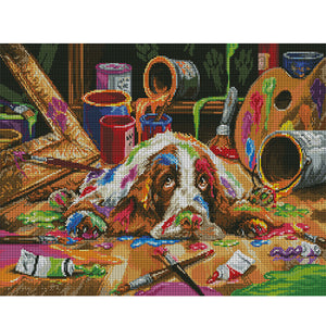 Joy Sunday - The Drawing Dog - 53*41CM 14CT 2 Stamped Cross Stitch