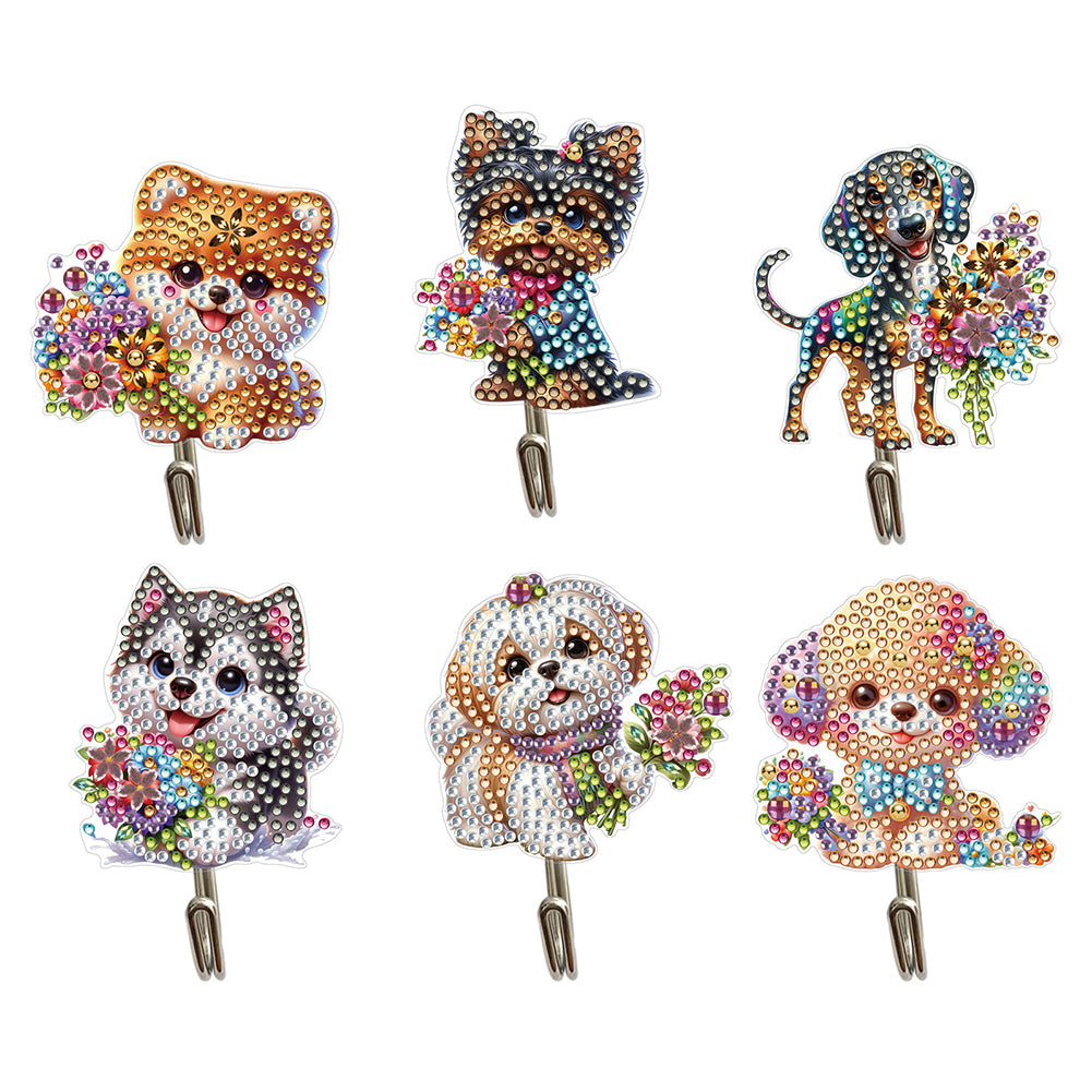 6Pcs 2D/Flat DIY Flower Puppy Diamond Painting Hooks Diamond Art Painting Hook