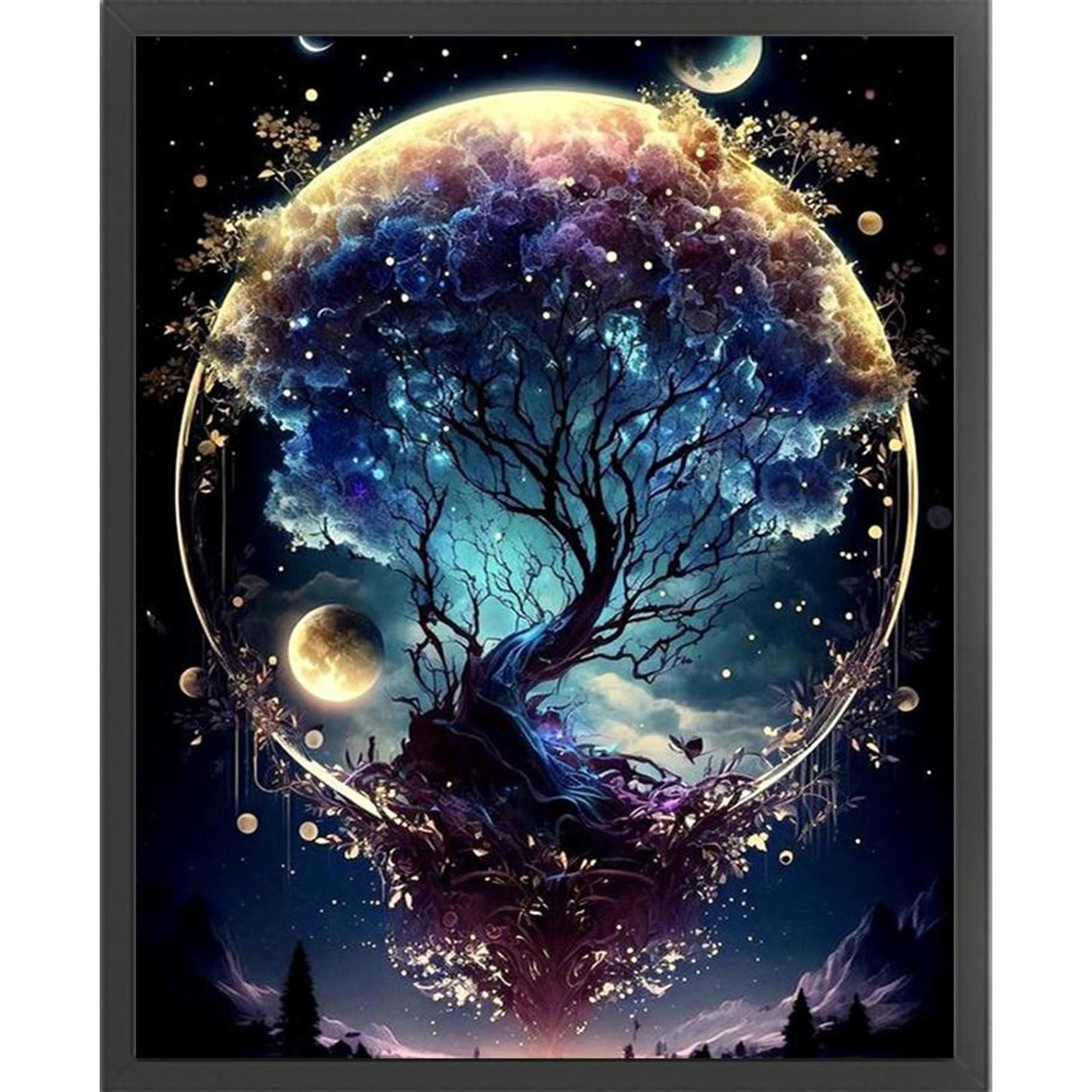Tree Of Life Under Moon - Full 11CT Stamped Cross Stitch 40x50CM - Huacan
