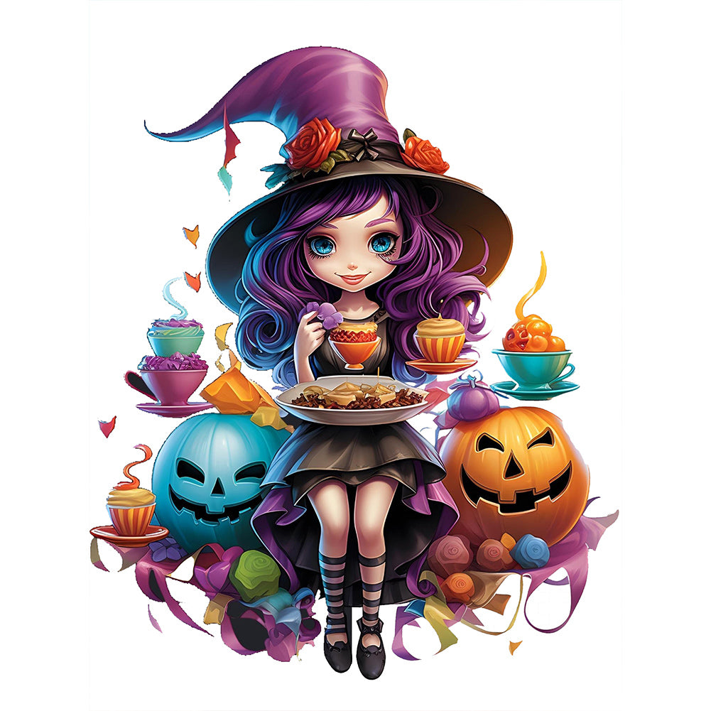 Halloween Witch 30*40CM(Canvas) Full Round Drill Diamond Painting