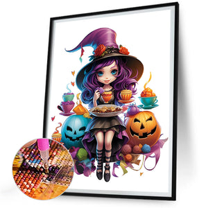 Halloween Witch 30*40CM(Canvas) Full Round Drill Diamond Painting