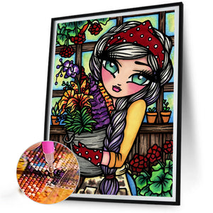 Flower Market Girl 40*50CM(Canvas) Full Round Drill Diamond Painting