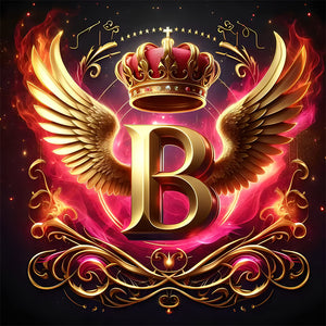 Feather-Winged Letter B 30*30CM(Canvas) Full Round Drill Diamond Painting
