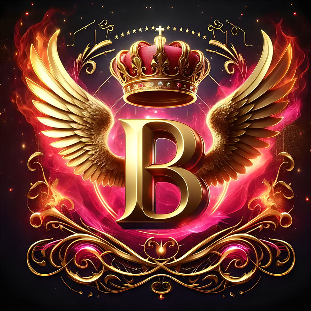 Feather-Winged Letter B 30*30CM(Canvas) Full Round Drill Diamond Painting