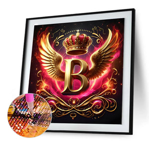 Feather-Winged Letter B 30*30CM(Canvas) Full Round Drill Diamond Painting