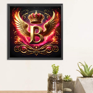 Feather-Winged Letter B 30*30CM(Canvas) Full Round Drill Diamond Painting