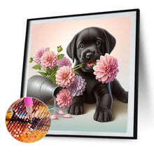 Load image into Gallery viewer, Flowers And A Labrador Puppy 40*40CM(Picture) Full Round Drill Diamond Painting
