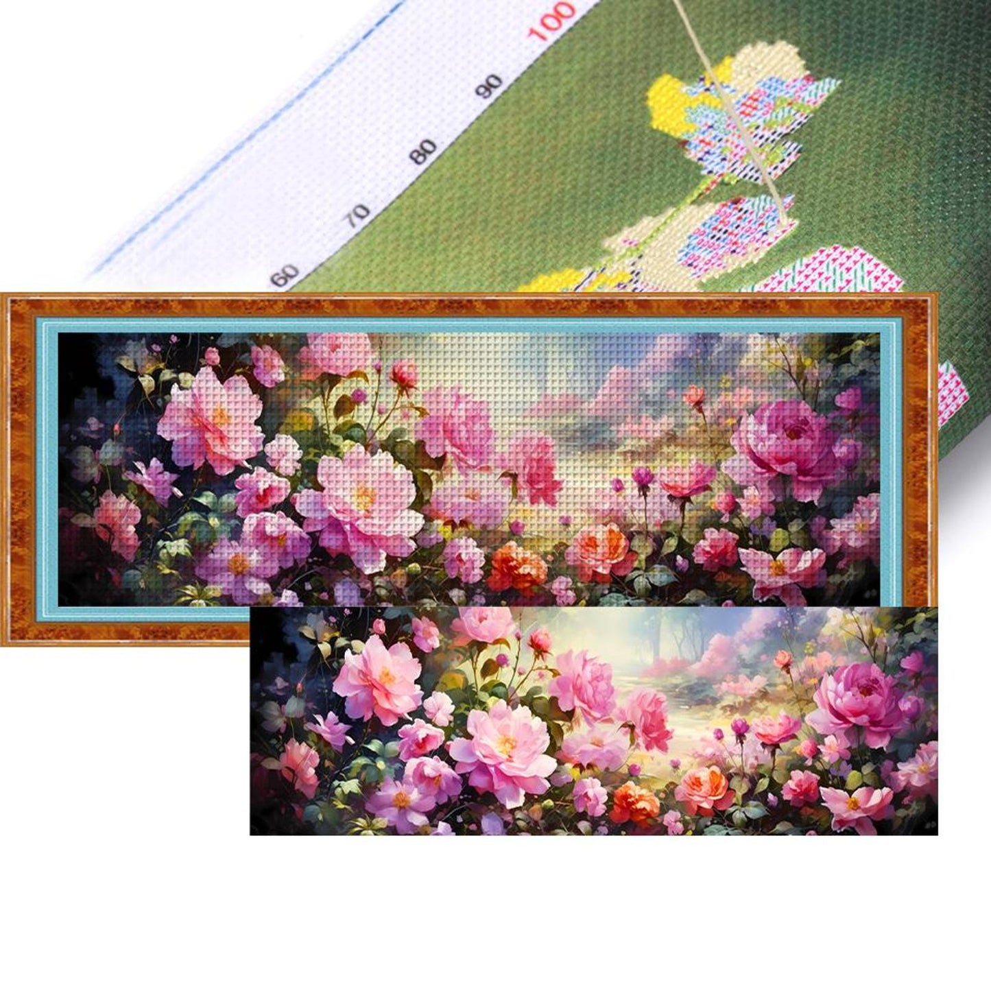 Flower Cluster - Full 11CT Stamped Cross Stitch 100x32CM - Yishu