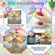 Load image into Gallery viewer, Stained Glass Windmill House Rhinestone Wall Sticker Diamond Painting Sticker
