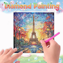 Load image into Gallery viewer, Stained Glass Eiffel Tower DIY Mosaic Sticker Craft Diamond Painting Sticker
