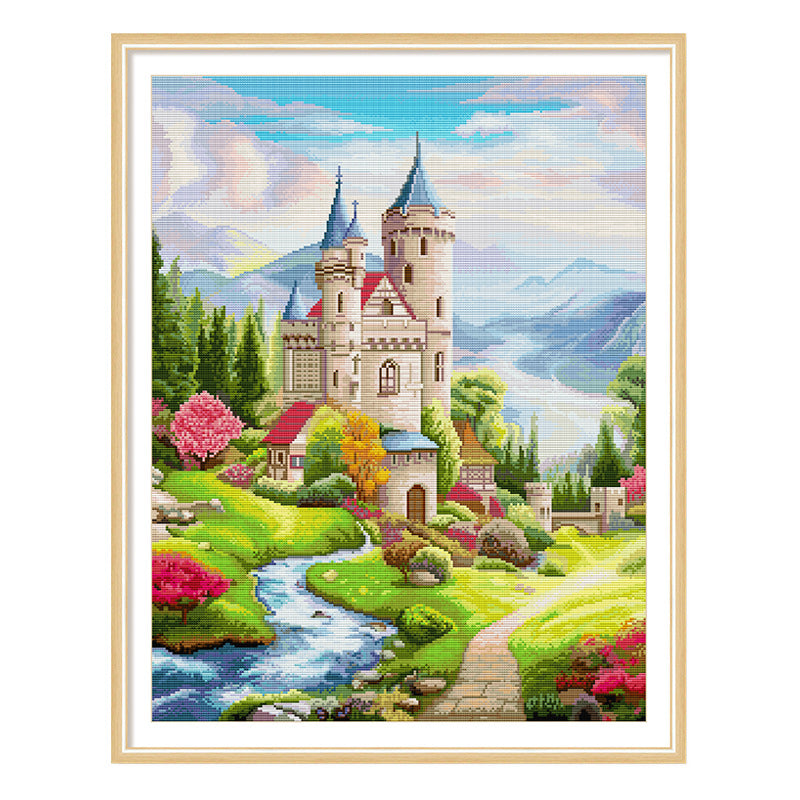 Lake Como - Full 14CT Stamped Cross Stitch 49x61CM - Spring Egyptian Cotton Backstitch(81Colors)