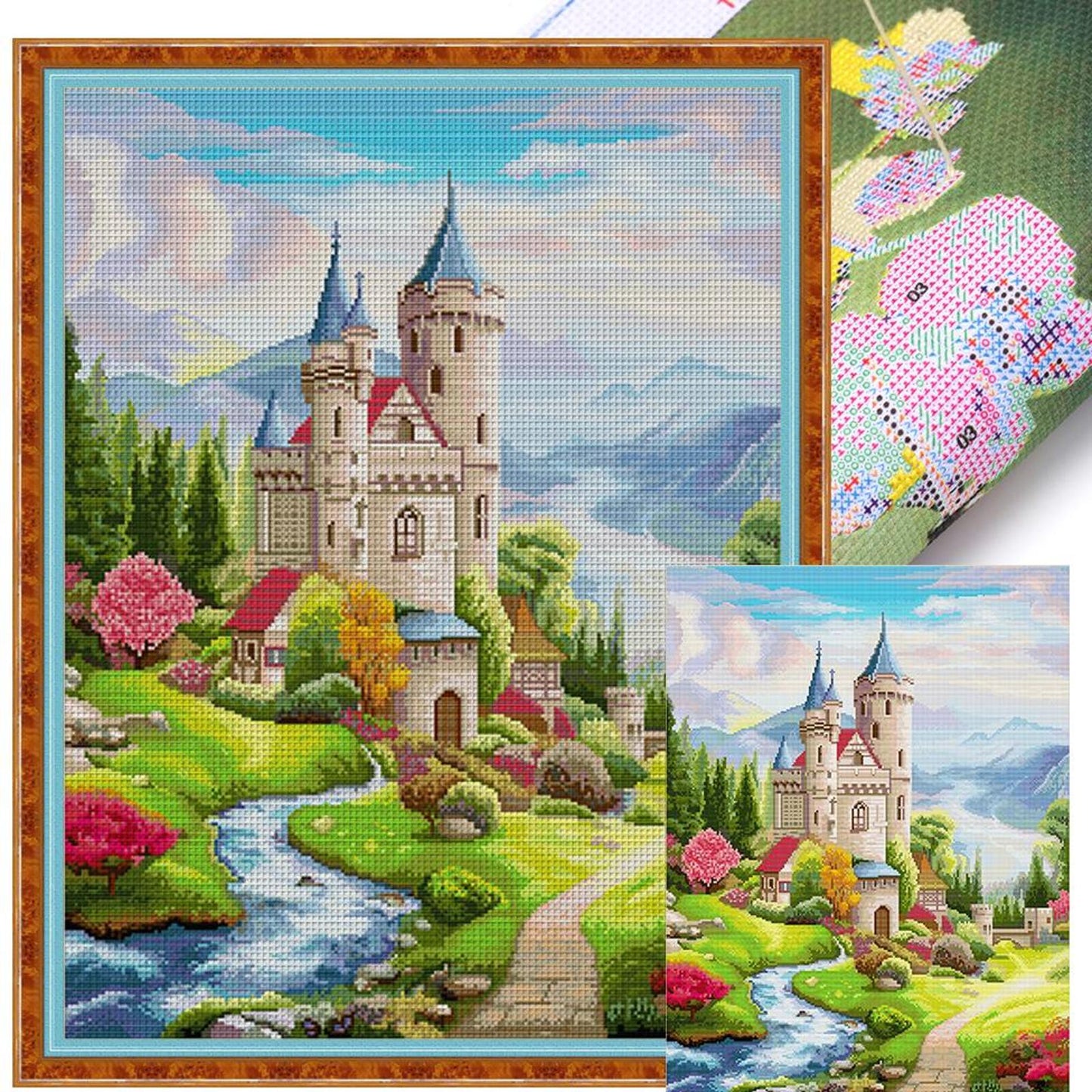 Lake Como - Full 14CT Stamped Cross Stitch 49x61CM - Spring Egyptian Cotton Backstitch(81Colors)