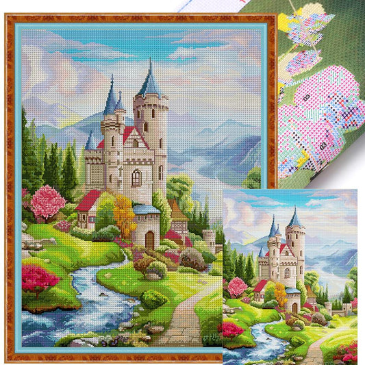 Lake Como - Full 14CT Stamped Cross Stitch 49x61CM - Spring Egyptian Cotton Backstitch(81Colors)