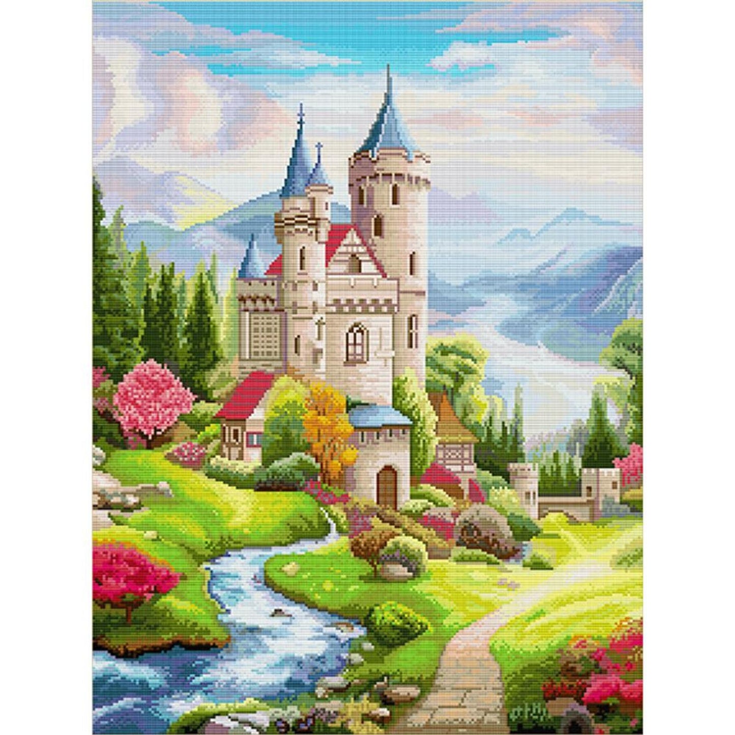 Lake Como - Full 14CT Stamped Cross Stitch 49x61CM - Spring Egyptian Cotton Backstitch(81Colors)