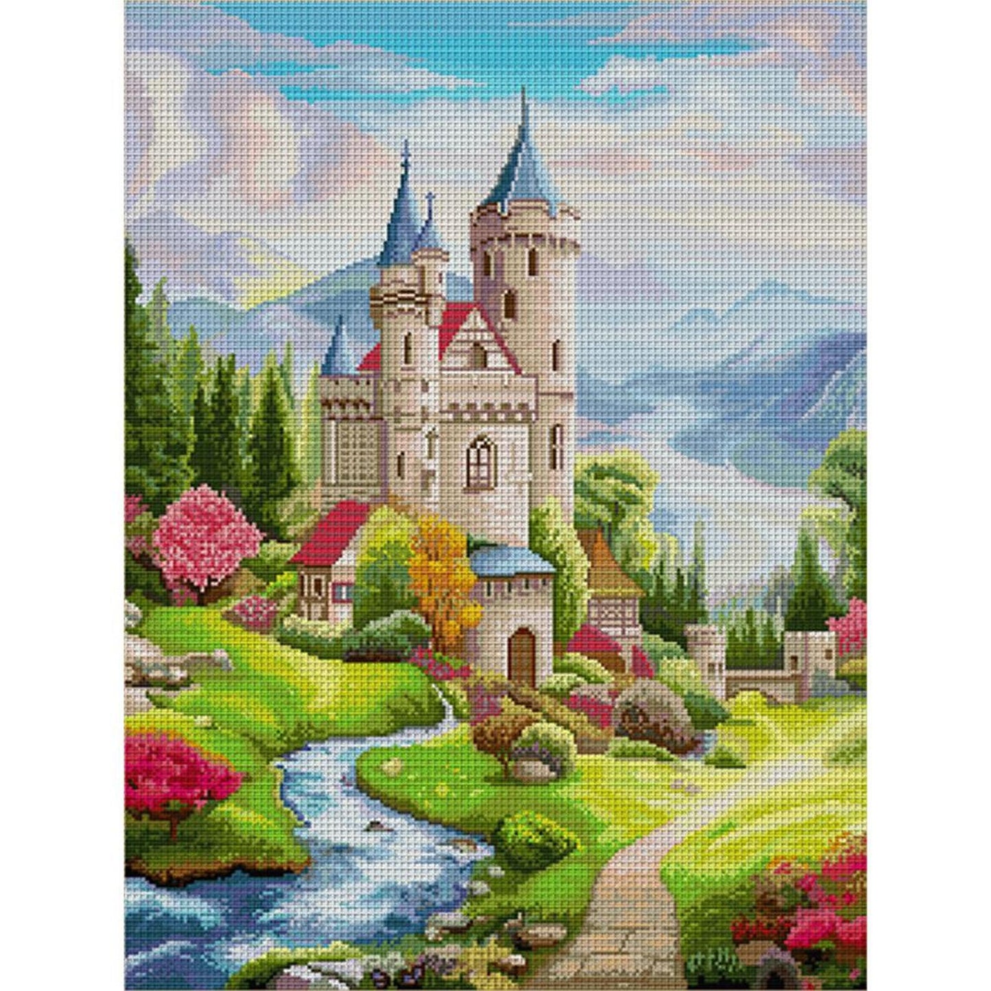 Lake Como - Full 14CT Stamped Cross Stitch 49x61CM - Spring Egyptian Cotton Backstitch(81Colors)