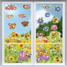 Load image into Gallery viewer, 26pcs Sunflower Diamond Painting Window Sticker Crystal Diamond Sticker

