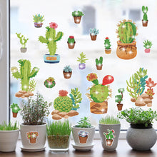 Load image into Gallery viewer, 23pcs Potted Cactus Diamond Painting Window Sticker Crystal Diamond Sticker
