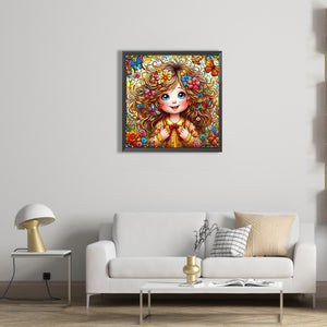 Butterfly And Flower Girl 35*35CM(Canvas) Full Square Drill Diamond Painting