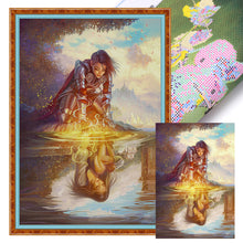 Load image into Gallery viewer, Yishu - Girl By The Lake - 50*70CM 11CT 3 Stamped Cross Stitch
