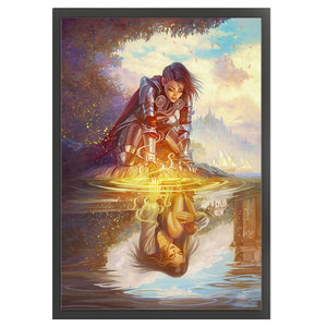Yishu - Girl By The Lake - 50*70CM 11CT 3 Stamped Cross Stitch