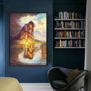 Yishu - Girl By The Lake - 50*70CM 11CT 3 Stamped Cross Stitch