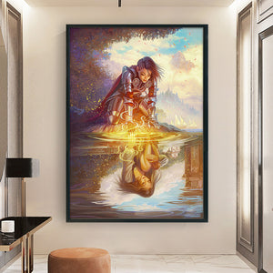 Yishu - Girl By The Lake - 50*70CM 11CT 3 Stamped Cross Stitch