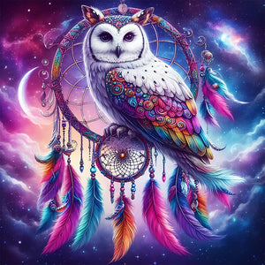 Owl Dreamcatcher 40*40CM(Canvas) Full Round Drill Diamond Painting