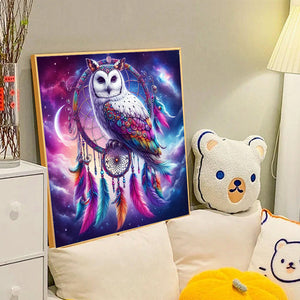 Owl Dreamcatcher 40*40CM(Canvas) Full Round Drill Diamond Painting