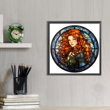 Load image into Gallery viewer, Red-Haired Girl Glass Painting 40*40CM(Picture) Full Round Drill Diamond Painting
