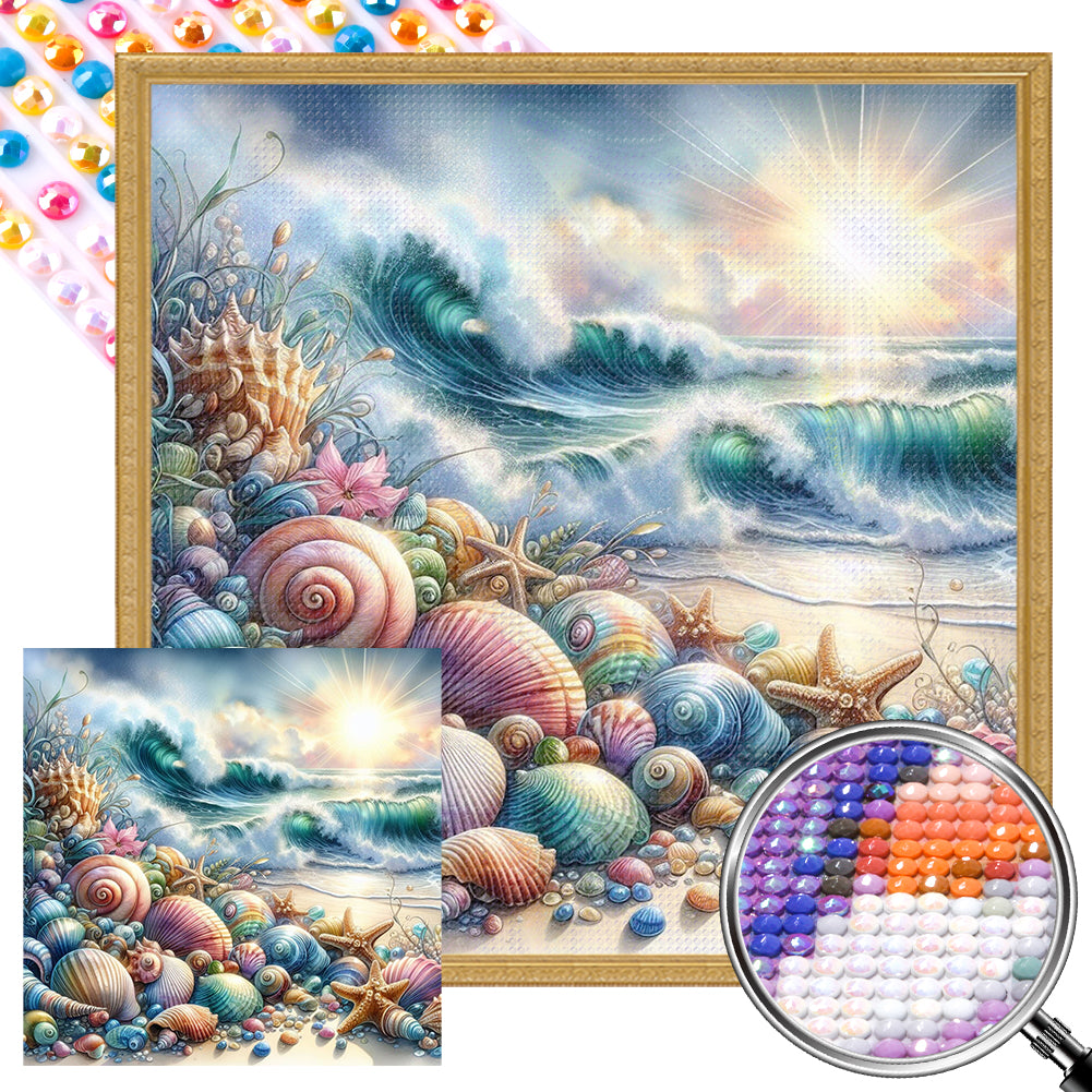 Seashells On The Beach 40*40CM(Picture) Full Round Drill Diamond Painting