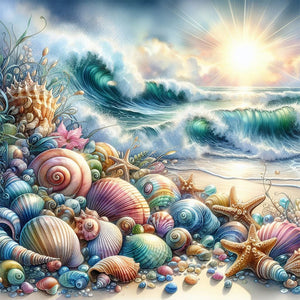 Seashells On The Beach 40*40CM(Picture) Full Round Drill Diamond Painting