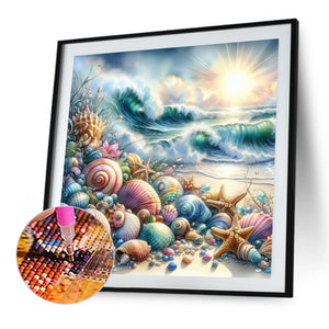 Seashells On The Beach 40*40CM(Picture) Full Round Drill Diamond Painting