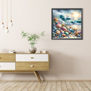 Seashells On The Beach 40*40CM(Picture) Full Round Drill Diamond Painting
