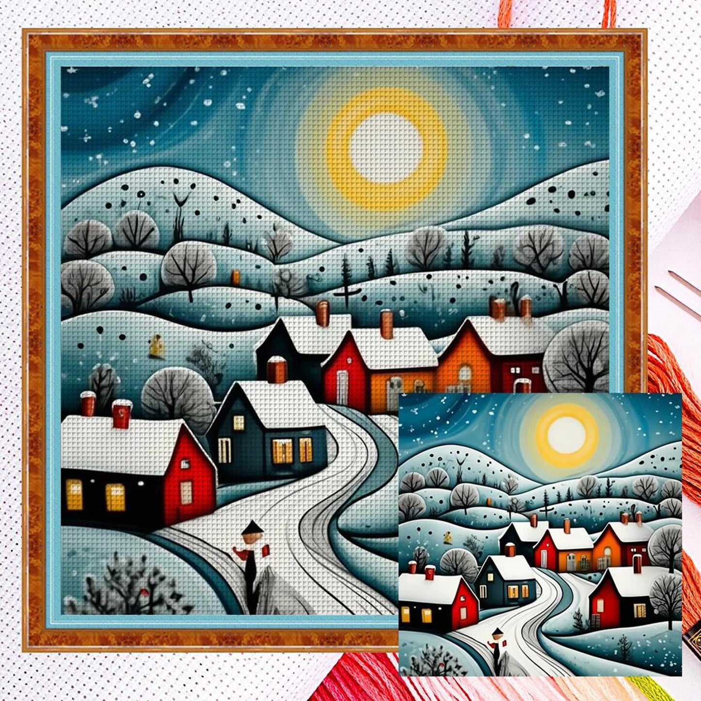 Colorful House - Full 14CT Counted Cross Stitch 40x40CM - Huacan