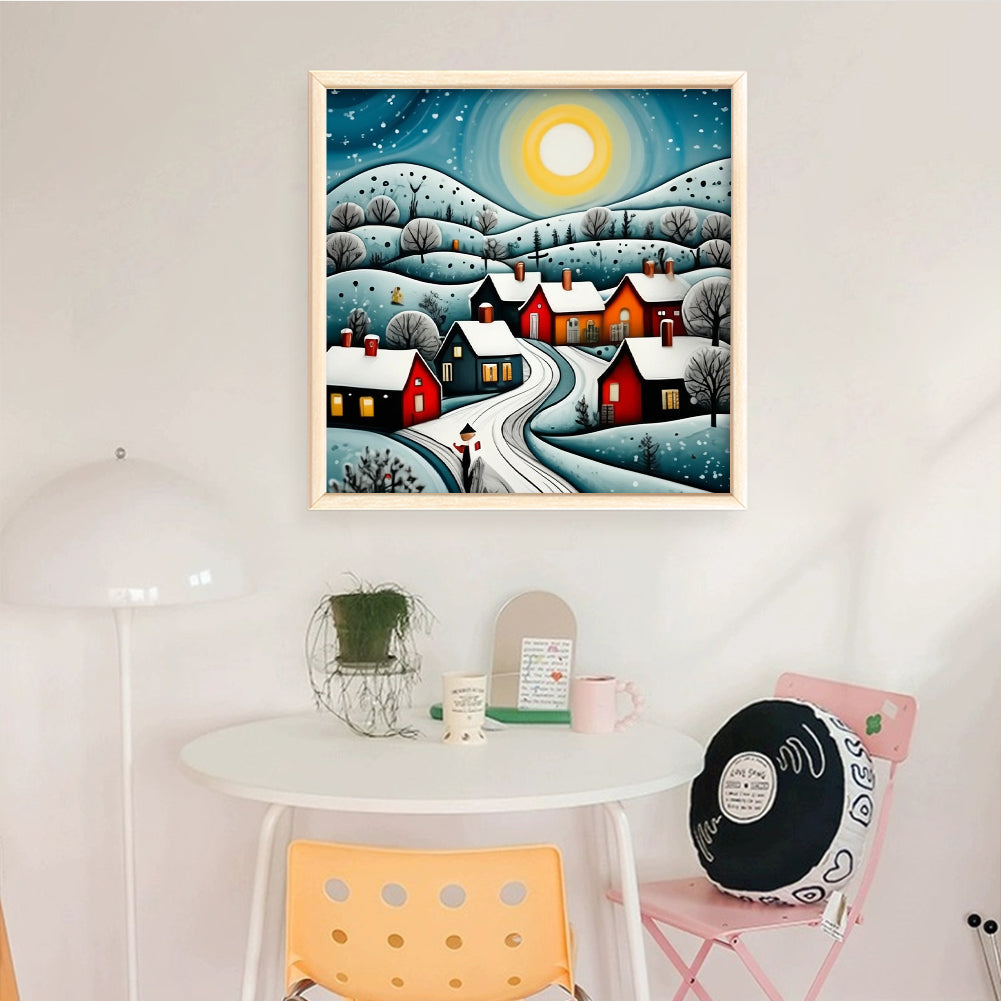 Colorful House - Full 14CT Counted Cross Stitch 40x40CM - Huacan