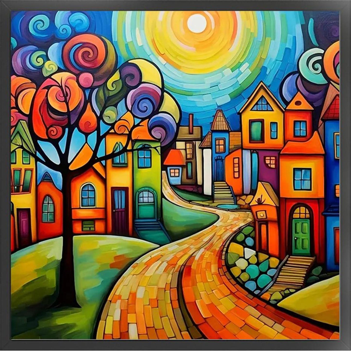Colorful House - Full 14CT Counted Cross Stitch 40x40CM - Huacan