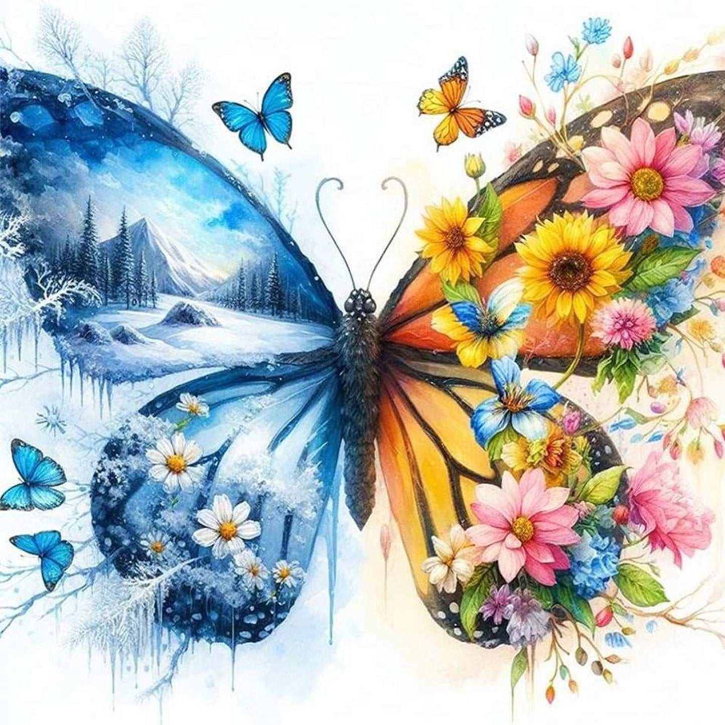 Colorful Butterfly - Full 11CT Stamped Cross Stitch 45x45CM - Huacan