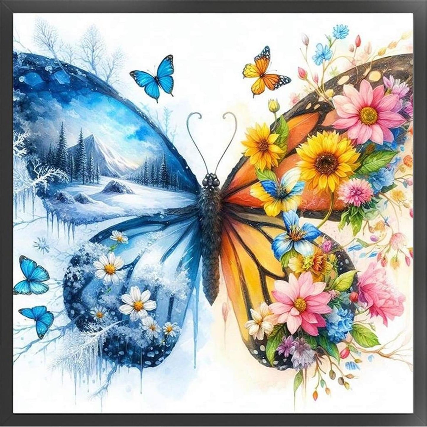 Colorful Butterfly - Full 11CT Stamped Cross Stitch 45x45CM - Huacan