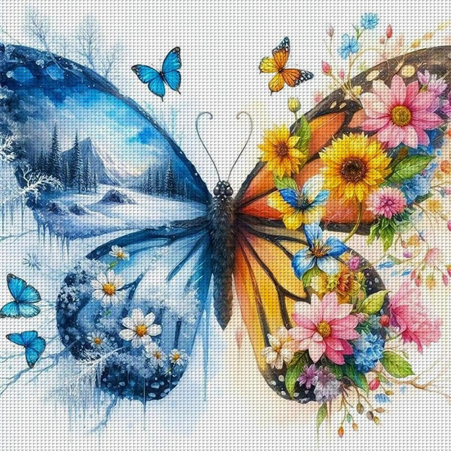 Colorful Butterfly - Full 11CT Stamped Cross Stitch 45x45CM - Huacan