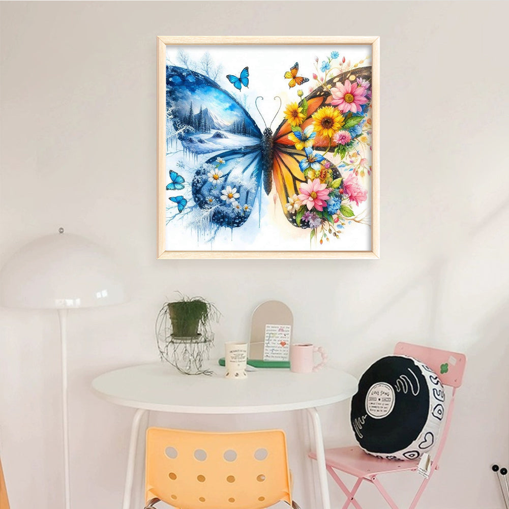 Colorful Butterfly - Full 11CT Stamped Cross Stitch 45x45CM - Huacan